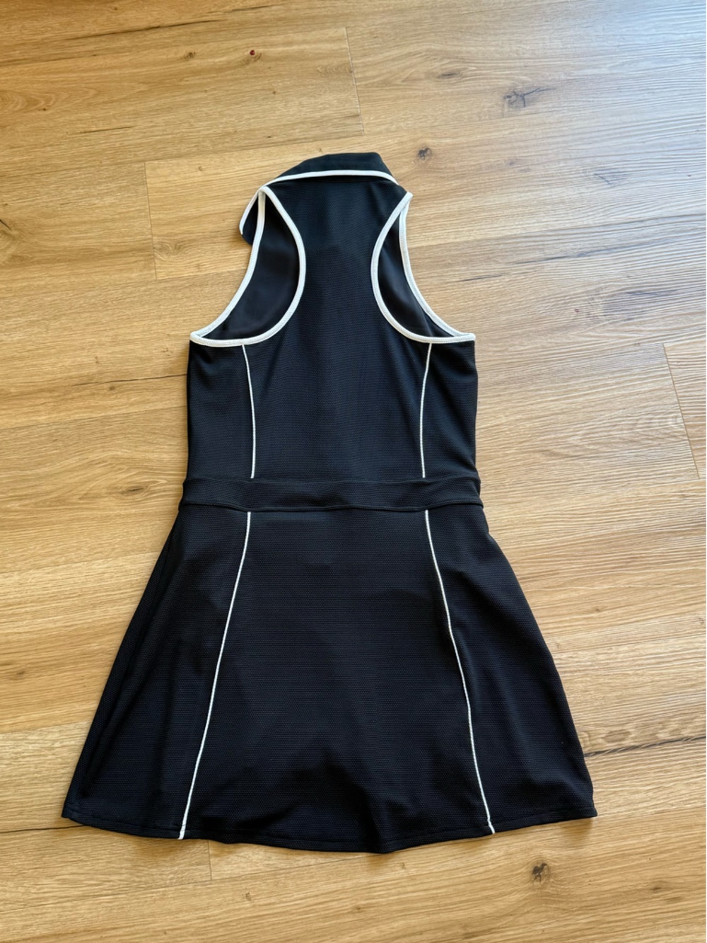 Fabletics Black Sleeveless Polo Mini Dress with White Piping- Medium - Picture 8 of 8